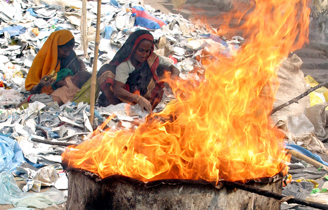 In Bangladesh waste is collected informally and often burnt